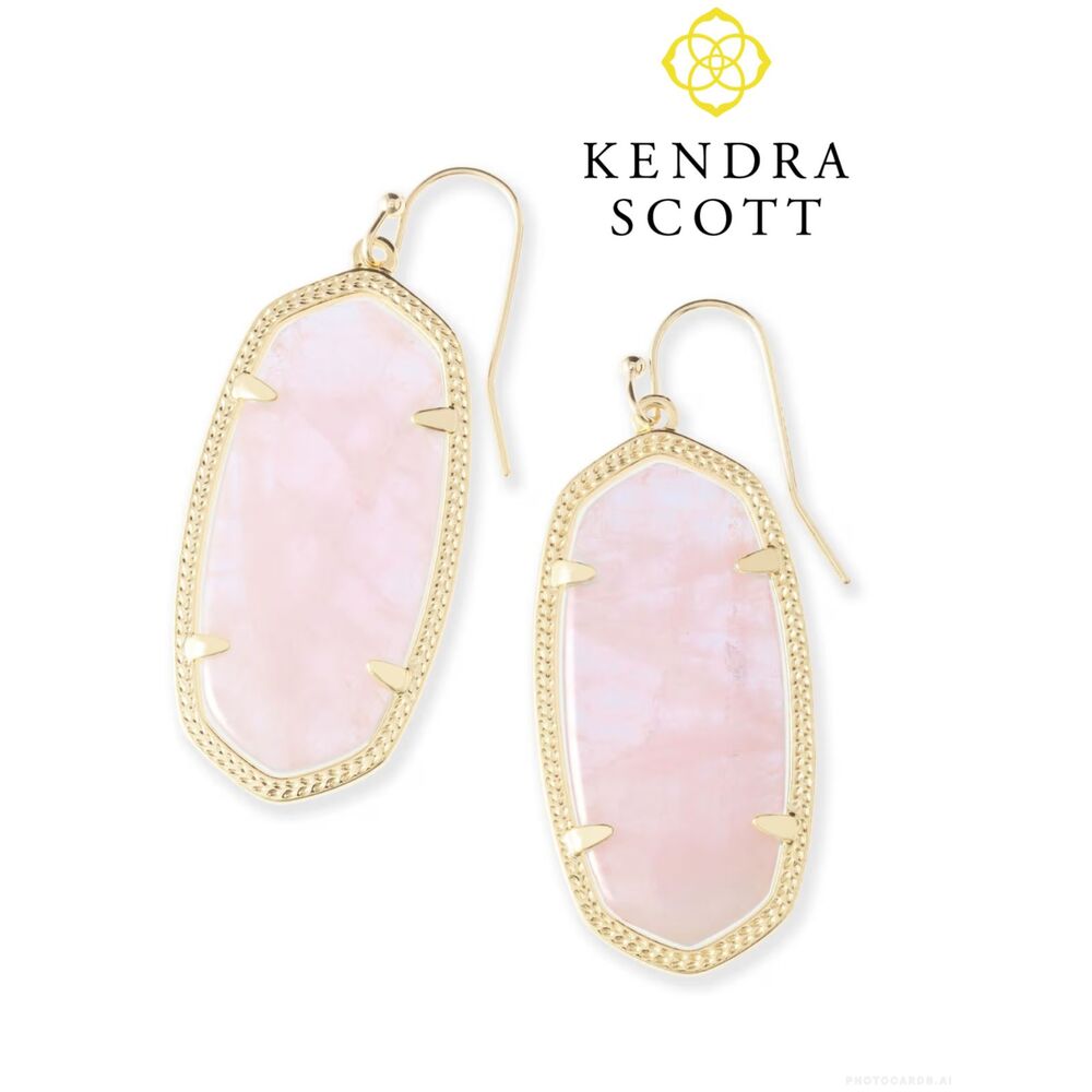 Kendra Scott Elle Drop Earrings In Gold Rose Quartz